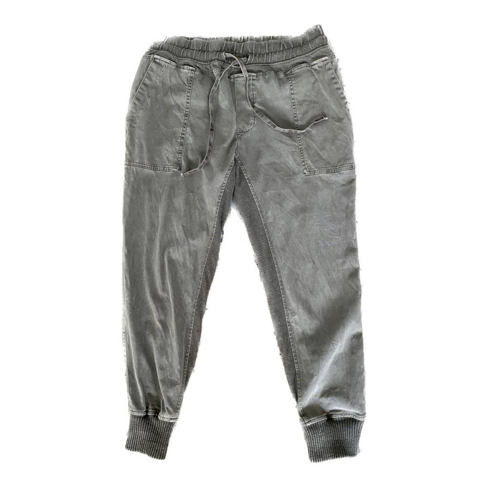 James Perse joggers pants 2 M contrast sweatpants drawstring green mixed media